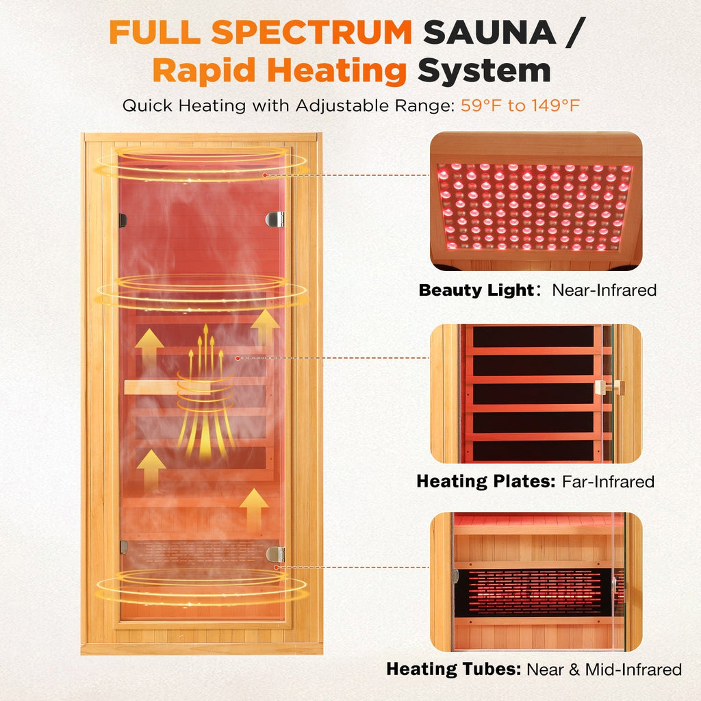 EROMMY 1 Person Infrared Sauna with Beauty Lamp