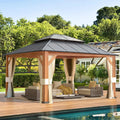 EROMMY 12X14 Gazebo with Double Galvanized Steel Roof