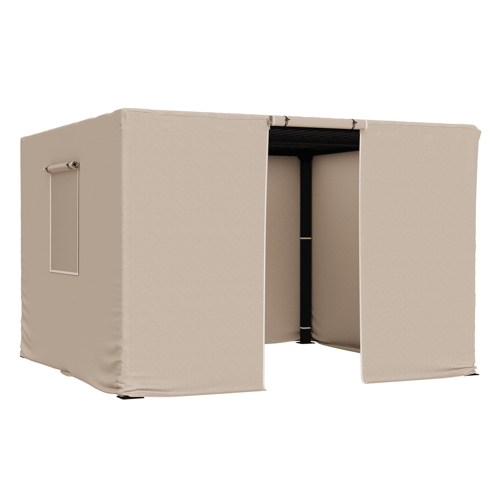12FT X 12FT Pergola Winter Cover,  All-Season Pergola Accessory, Outdoor Pergola Cover with Sidewalls and Mesh Windows, Waterproof Enclosure for Weather Protection, Fits Most Pergola Sizes, Beige