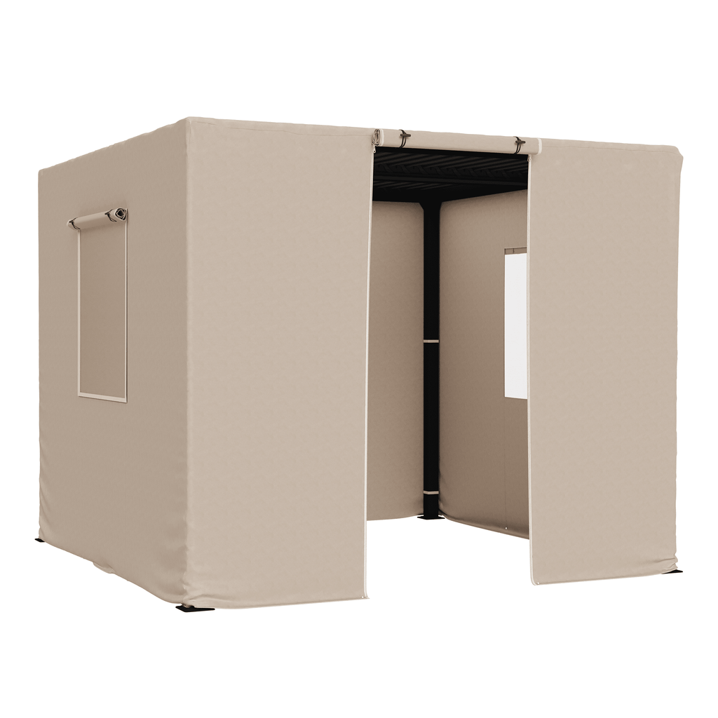 10FT X 10FT Pergola Winter Cover,  All-Season Pergola Accessory, Outdoor Pergola Cover with Sidewalls and Mesh Windows, Waterproof Enclosure for Weather Protection, Fits Most Pergola Sizes, Beige