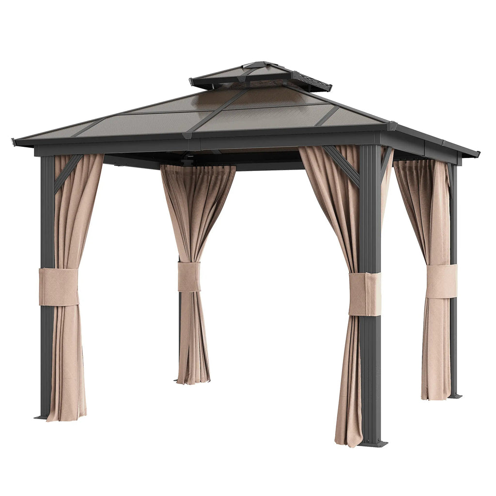 EROMMY 10X10 Gazebo with Polycarbonate Double Roof