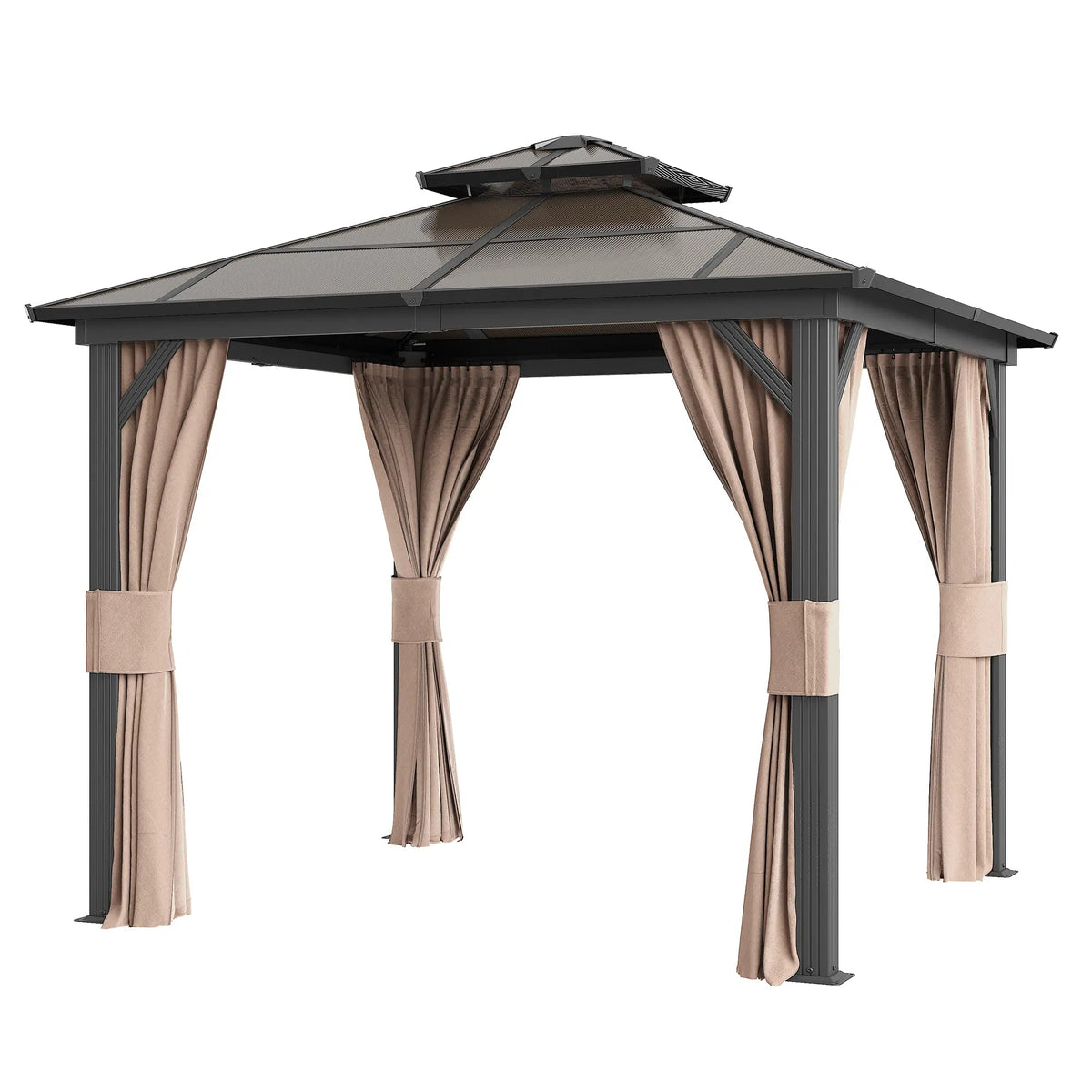 EROMMY 10X10 Gazebo with Polycarbonate Double Roof