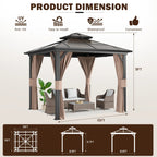 EROMMY 10X10 Gazebo with Polycarbonate Double Roof