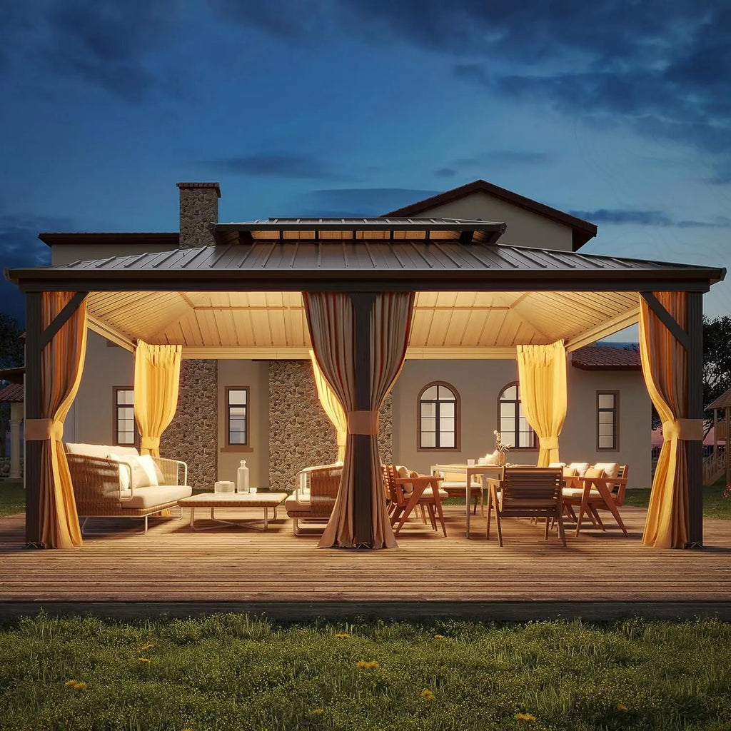 EROMMY 12X18 Hardtop Grill Gazebo with Metal Roof
