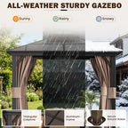 EROMMY 10X10 Gazebo with Polycarbonate Double Roof