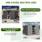 12FT X 12FT Pergola Winter Cover,  All-Season Pergola Accessory, Outdoor Pergola Cover with Sidewalls and Mesh Windows, Waterproof Enclosure for Weather Protection, Fits Most Pergola Sizes