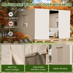 12FT X 12FT Pergola Winter Cover,  All-Season Pergola Accessory, Outdoor Pergola Cover with Sidewalls and Mesh Windows, Waterproof Enclosure for Weather Protection, Fits Most Pergola Sizes, Beige