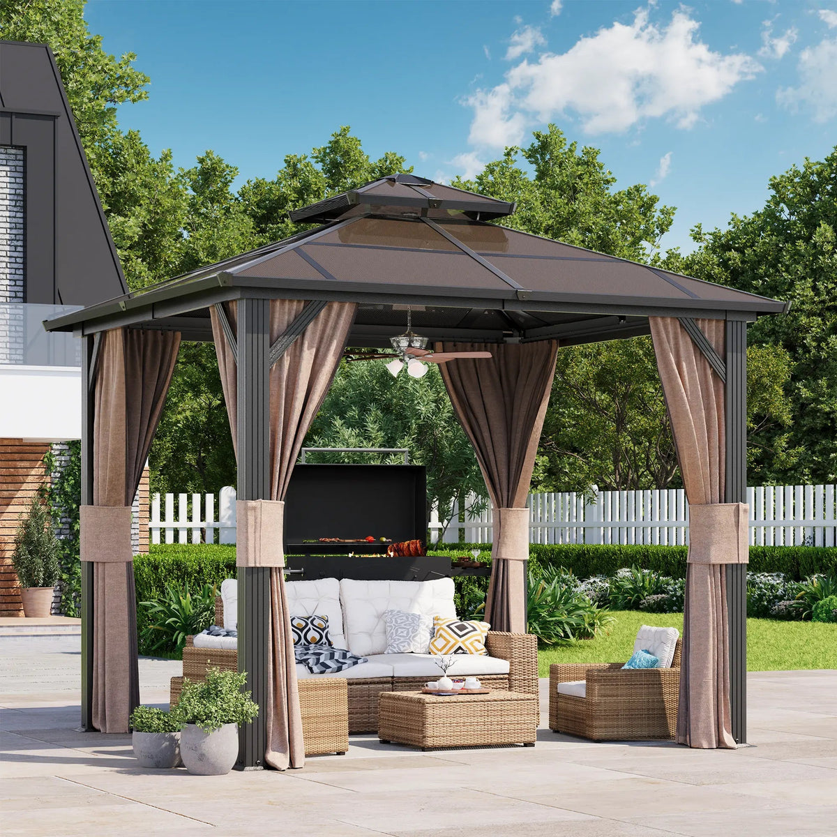 EROMMY 10X10 Gazebo with Polycarbonate Double Roof