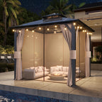 EROMMY 10X10 Gazebo with Polycarbonate Double Roof