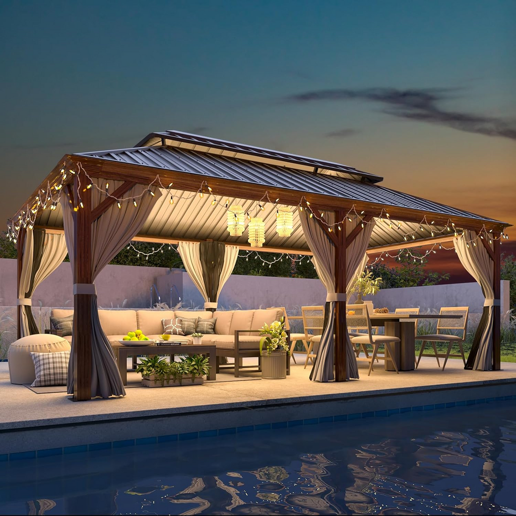 EROMMY 12' X 20' All Weather Gazebo with Sides and Hardtop