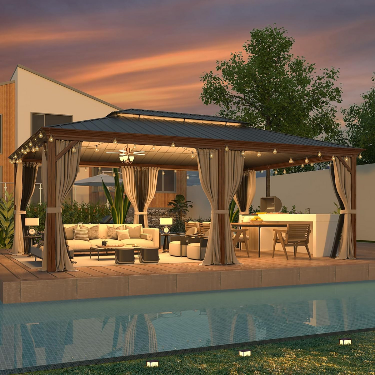 EROMMY 14X20 Large Gazebo with Sides and Hardtop