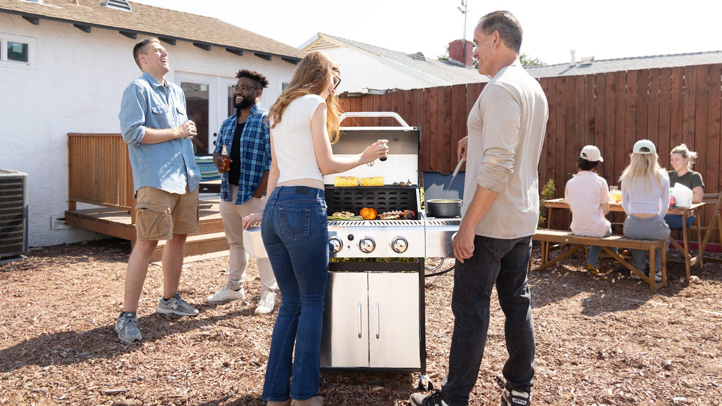 R.W.FLAME 3-Burner Propane Grill with Side Burner