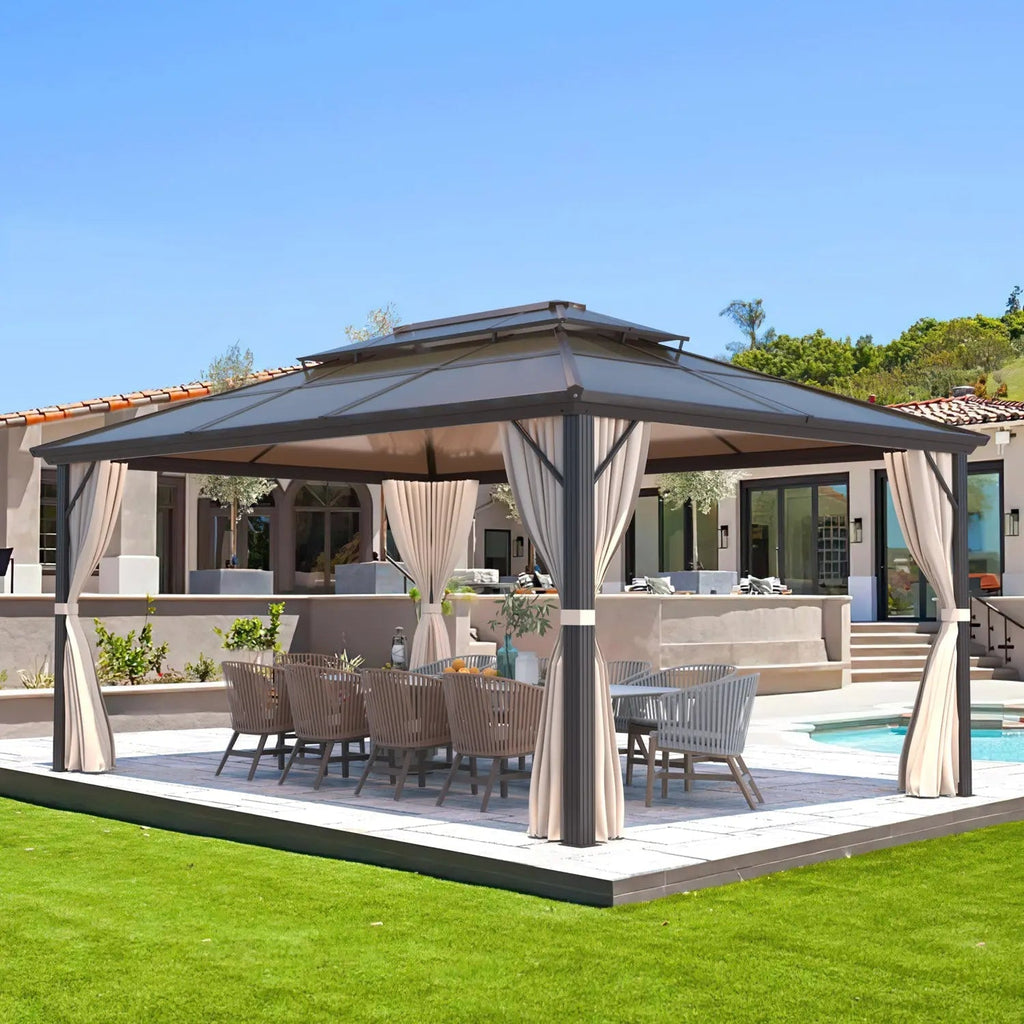EROMMY 10X13 Gazebo with Polycarbonate Double Roof
