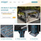 EROMMY 10x12 Outdoor Louvered Pergola with Adjustable Roof– Dark Grey