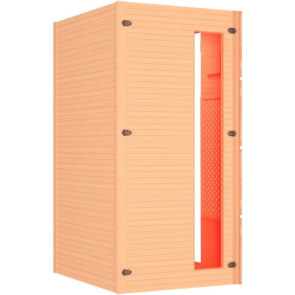 EROMMY 2-Person Indoor Infrared Sauna for Home, Far Infrared Sauna with Red Light Therapy, Chromotherapy Lighting, 6 Carbon Heaters & Bluetooth Speaker, Natural Wood