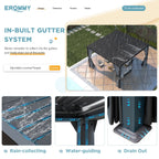 EROMMY 12x12 Pergola with Louvered Roof – Dark Grey