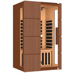 EROMMY 2-Person Indoor Infrared Sauna for Home, Far Infrared Sauna with Red Light Therapy, Chromotherapy Lighting, 6 Carbon Heaters & Bluetooth Speaker, Walnut