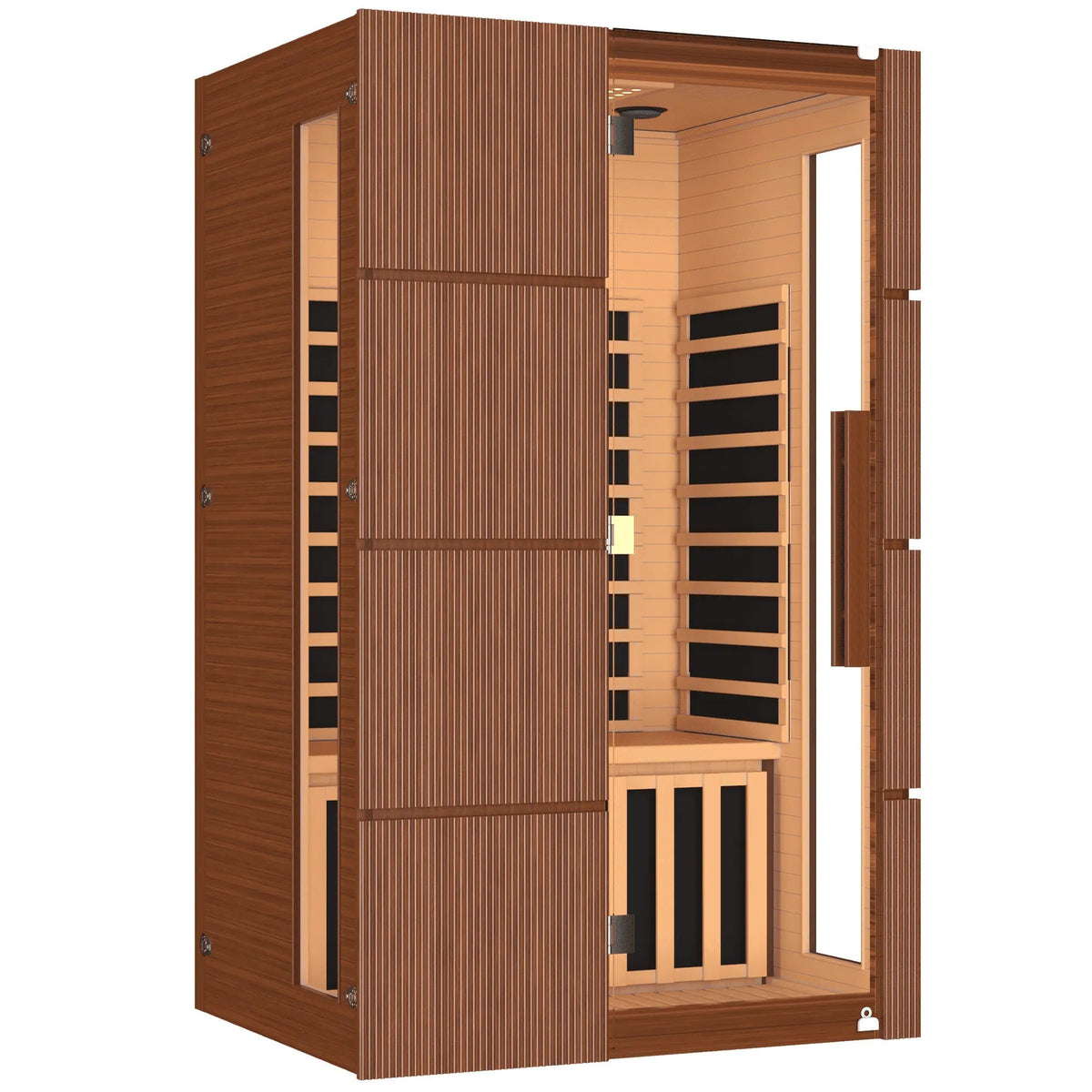 EROMMY 2-Person Indoor Infrared Sauna for Home, Far Infrared Sauna with Red Light Therapy, Chromotherapy Lighting, 6 Carbon Heaters & Bluetooth Speaker, Walnut