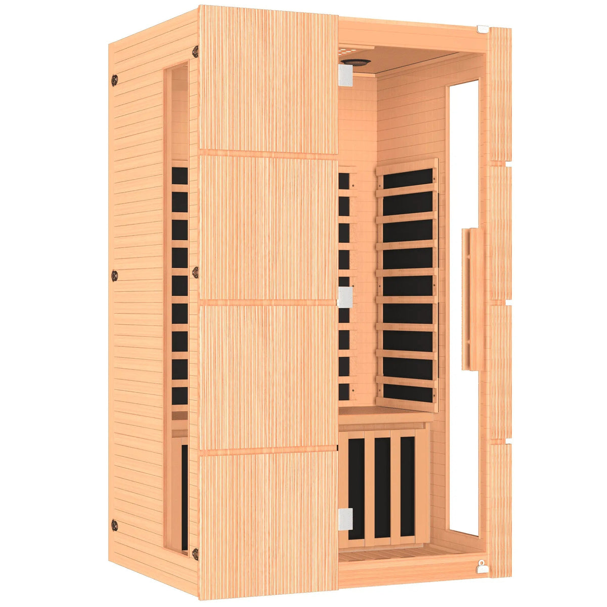 EROMMY 2-Person Indoor Infrared Sauna for Home, Far Infrared Sauna with Red Light Therapy, Chromotherapy Lighting, 6 Carbon Heaters & Bluetooth Speaker, Natural Wood