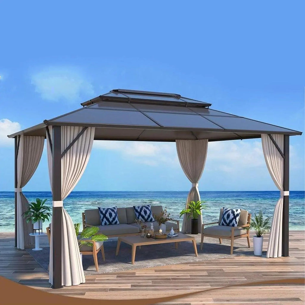 EROMMY 10X13 Gazebo with Polycarbonate Double Roof
