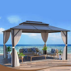 EROMMY 10X13 Gazebo with Polycarbonate Double Roof