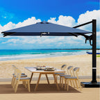 EROMMY 10 x 10 Outdoor Square Offset Umbrella with Sturdy Frame, Base Excluded - Navy
