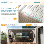 EROMMY 10x12 Outdoor Aluminum Pergola with Louvered Roof – White