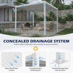 EROMMY 10' x 10' Outdoor Pergola with Adjustable Louvered Roof & Integrated Drainage, Heavy-Duty Metal Louvered Pergola for Patios, White