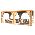 EROMMY 10X20 Louvered Pergola with Independent Adjustable Roof – Wood Grain