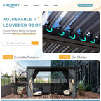 EROMMY 12x12 Pergola with Louvered Roof – Dark Grey