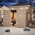 12FT X 12FT Pergola Winter Cover,  All-Season Pergola Accessory, Outdoor Pergola Cover with Sidewalls and Mesh Windows, Waterproof Enclosure for Weather Protection, Fits Most Pergola Sizes, Beige