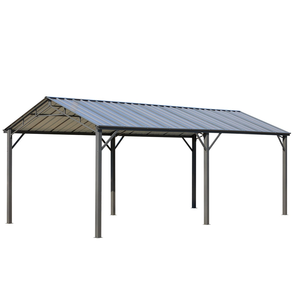 EROMMY 10X20 Metal Carport with Galvanized Roof