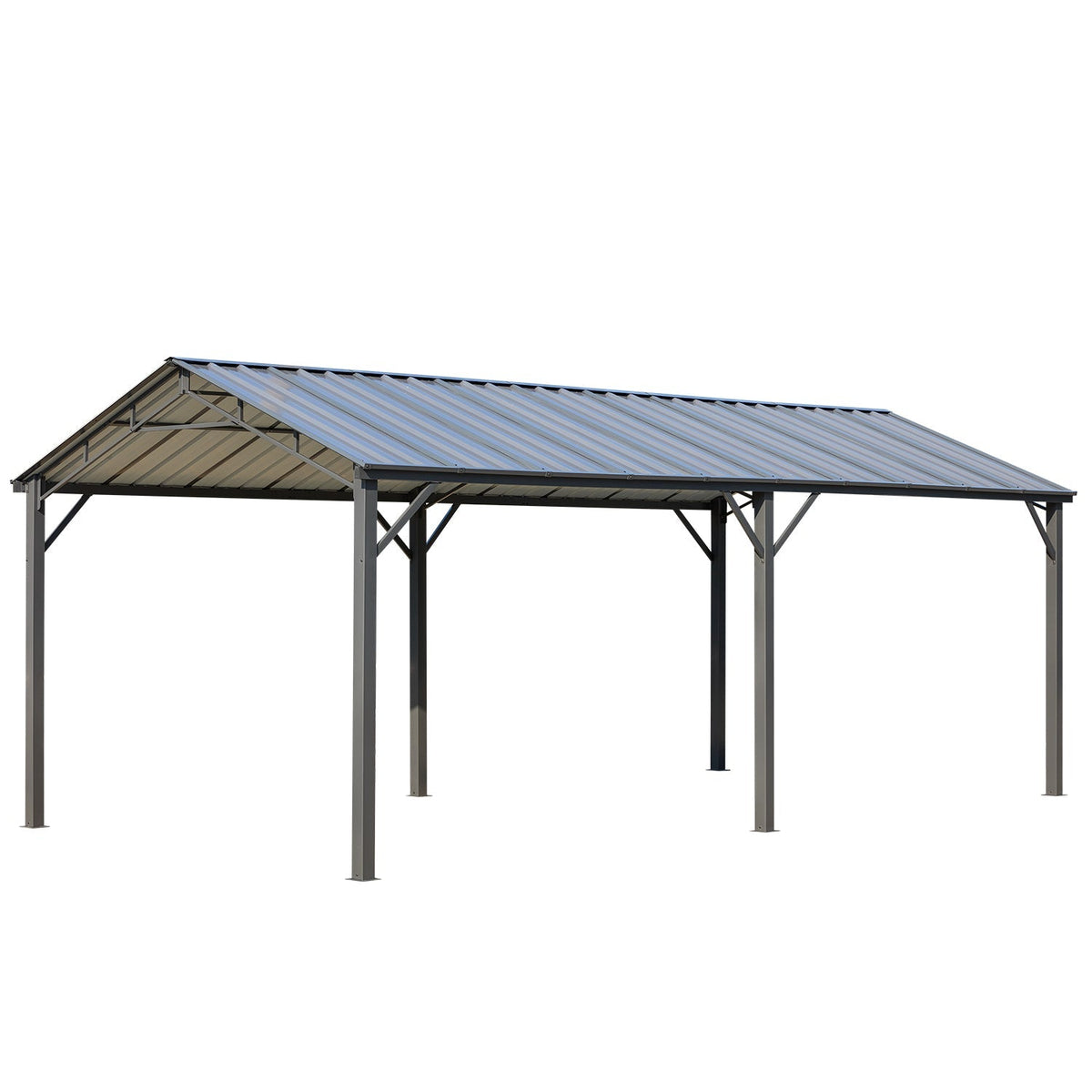 EROMMY 10X20 Metal Carport with Galvanized Roof