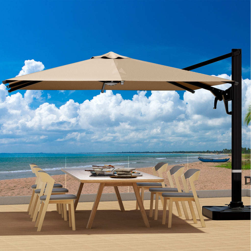 EROMMY 10 x 10 Rectangular Umbrella with Sturdy Frame, Base Excluded - Brown
