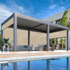 EROMMY 10x20 Aluminum Louvered Pergola with Pull-down Screen – Grey