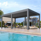 EROMMY 12x20 Large Aluminum Pergola with Louvered Canopy – Grey