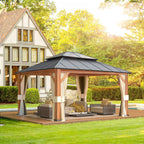 EROMMY 12X14 Gazebo with Double Galvanized Steel Roof
