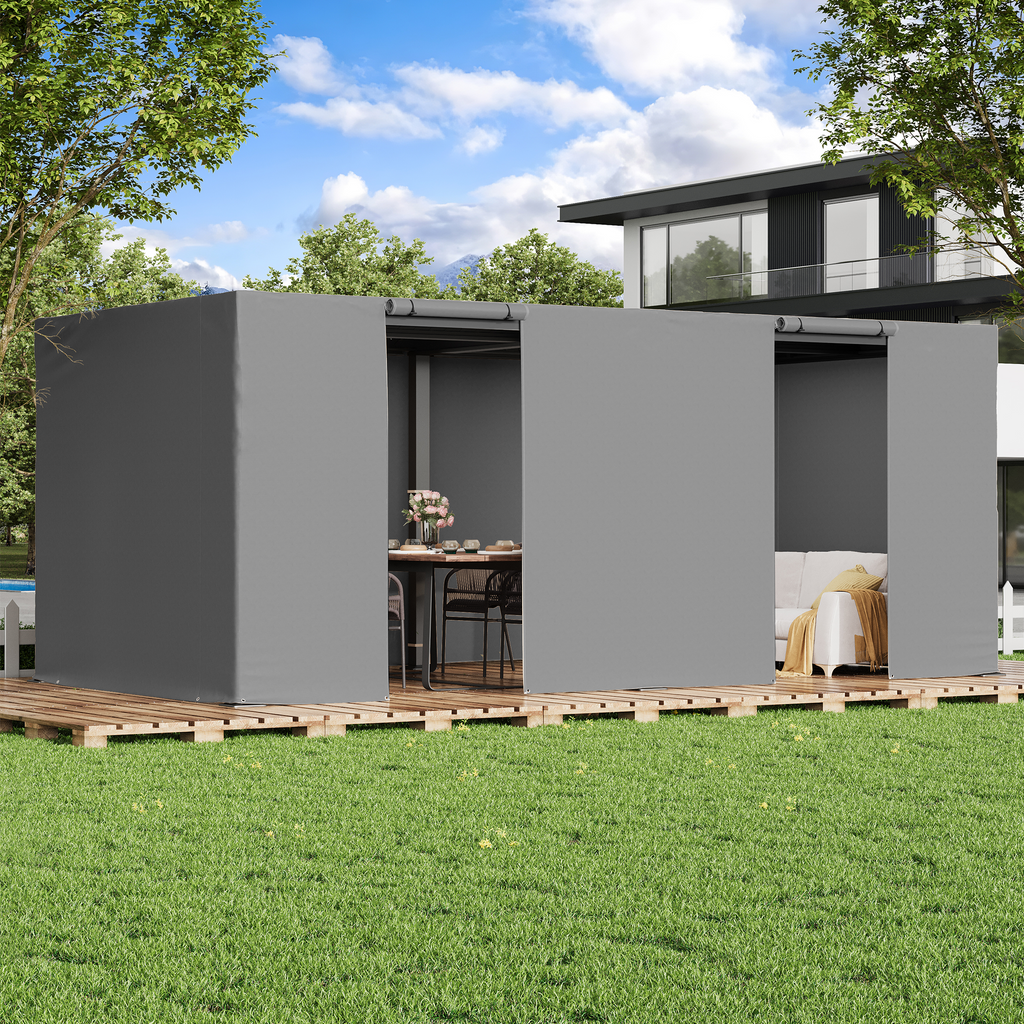 10FT X 20FT Pergola Winter Cover,  All-Season Pergola Accessory, Outdoor Pergola Cover with Sidewalls and Mesh Windows, Waterproof Enclosure for Weather Protection, Fits Most Pergola Size, Gray