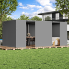 10FT X 20FT Pergola Winter Cover,  All-Season Pergola Accessory, Outdoor Pergola Cover with Sidewalls and Mesh Windows, Waterproof Enclosure for Weather Protection, Fits Most Pergola Size, Gray