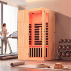 EROMMY 2-Person Indoor Infrared Sauna for Home, Far Infrared Sauna with Red Light Therapy, Chromotherapy Lighting, 6 Carbon Heaters & Bluetooth Speaker, Natural Wood