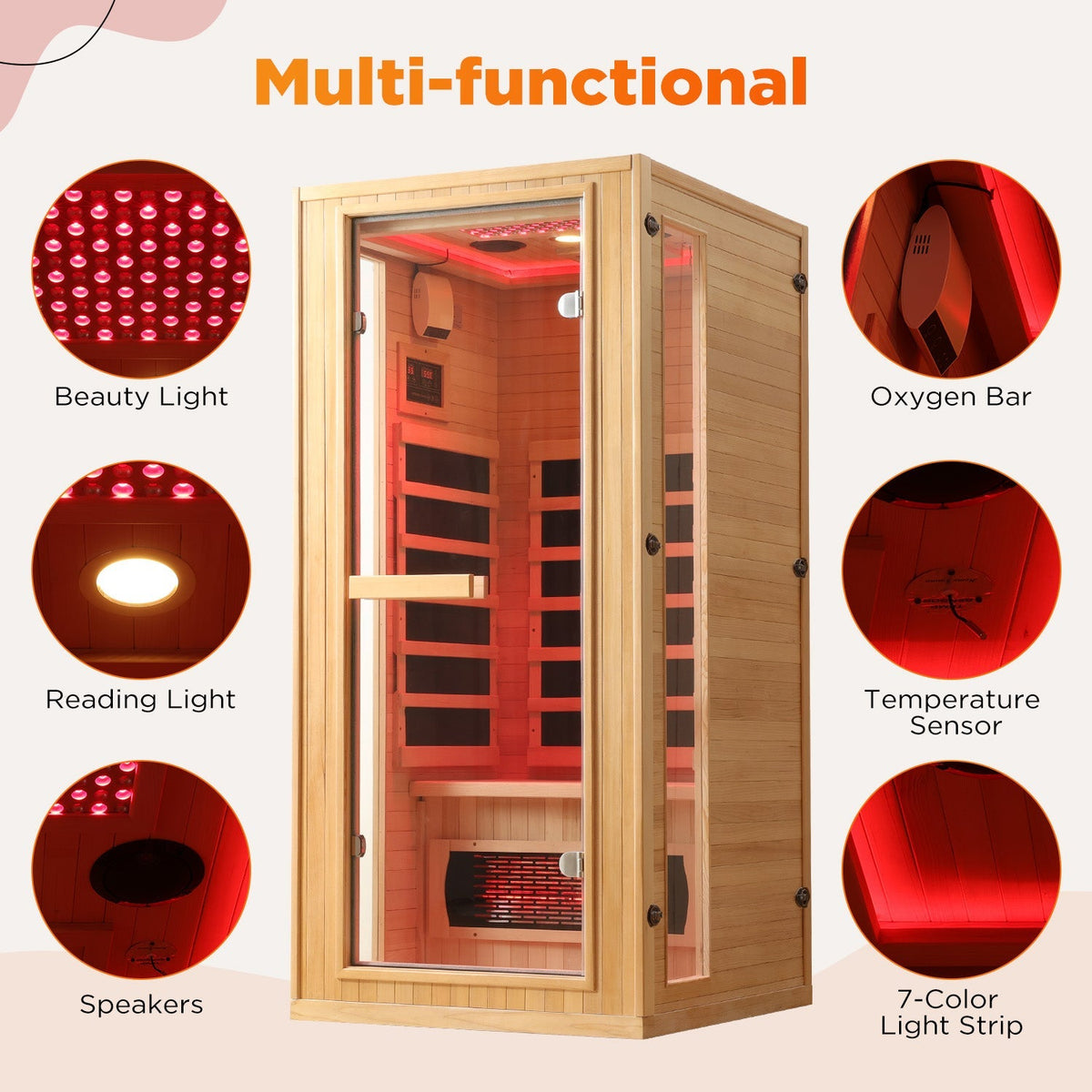 EROMMY 1 Person Infrared Sauna with Beauty Lamp