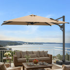 EROMMY 10 x 13 Outdoor Large Offset Umbrella, Base Excluded - Brown