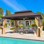 EROMMY 12X16 Hardtop Gazebo with Netting for Outdoor