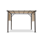EROMMY 10' x 10' Outdoor Pergola with Sun Shade Canopy, Aluminum Frame, Modern Patio Pavilion Grill Gazebo with Weather-Resistant Fabric, White