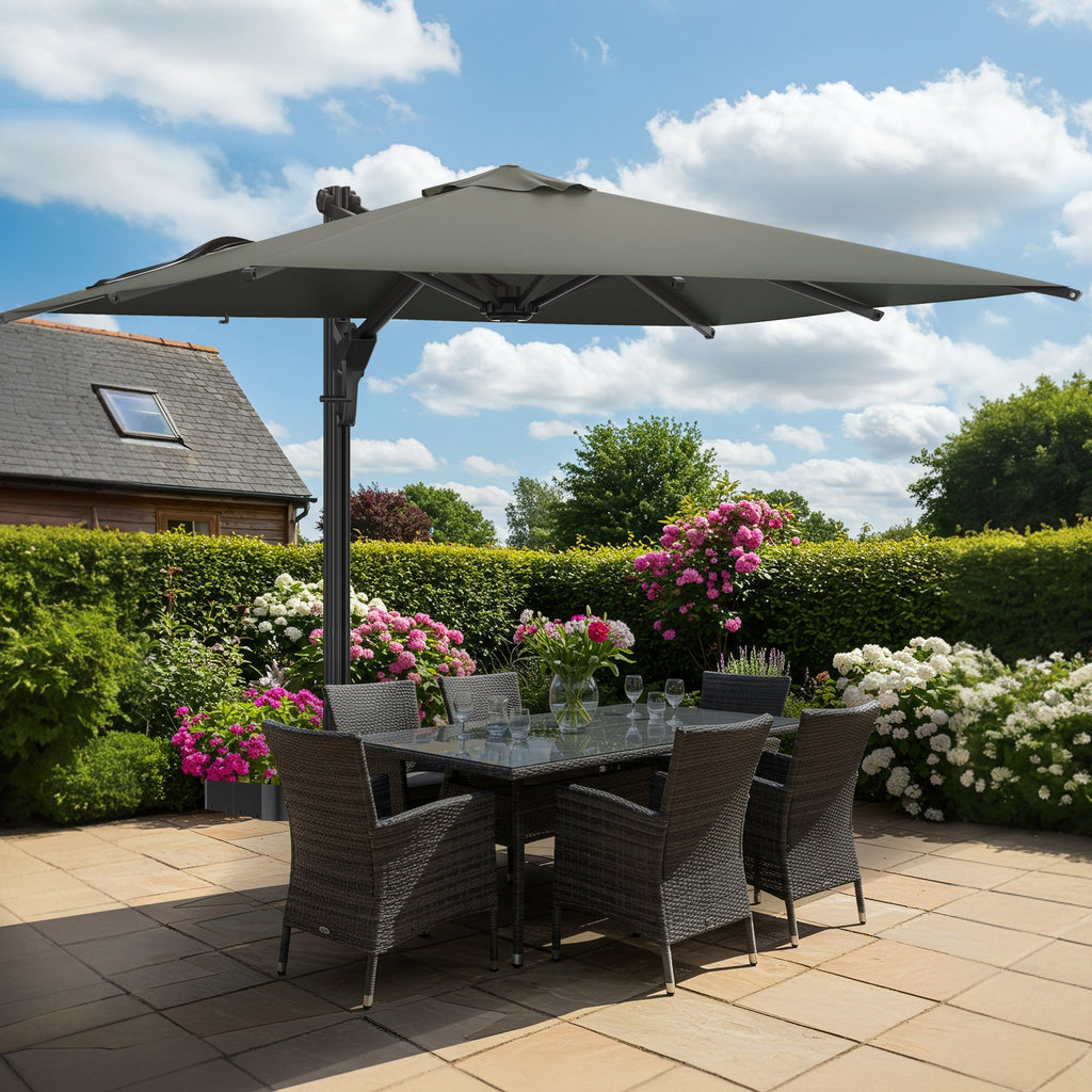 EROMMY 10 x 13 Outdoor Large Offset Umbrella, Base Excluded - Gray