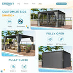 EROMMY 10x10 Louvered Pergola with Waterproof Rain Cover – Dark Grey