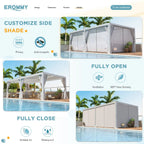 EROMMY 12x20 Freestanding Aluminum Pergola with Louvered Roof – White