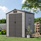 6x4 FT Outdoor Storage Shed, Weather-Resistant Shed with Lockable Double Doors & Built-In Floor, Sloped Roof Outdoor Shed for Backyard, Patio & Lawn, Black