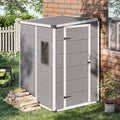 4x5 FT Outdoor Storage Shed, Weather-Resistant Shed with Lockable Double Doors & Built-In Floor, Sloped Roof Outdoor Shed for Backyard, Patio & Lawn, Gray