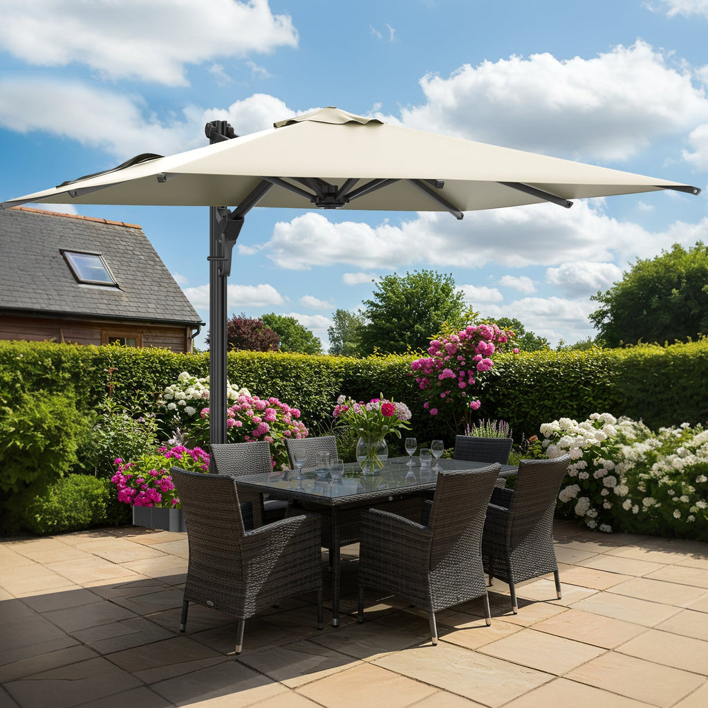 EROMMY 10 x 13 Outdoor Large Offset Umbrella, Base Excluded - Yellow